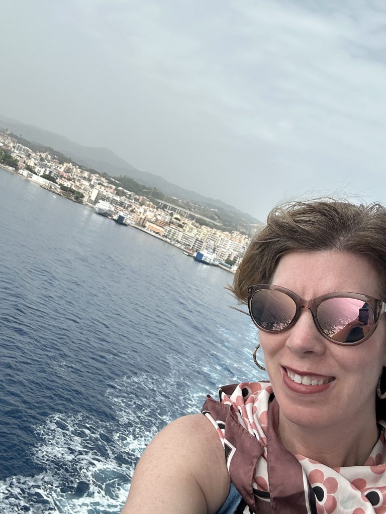 Charli on the sea leaving Sicily